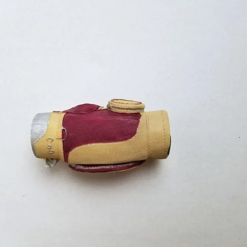 Vintage Golf Bag Pen Holder Loonco Burgundy Desk Collectible Decor